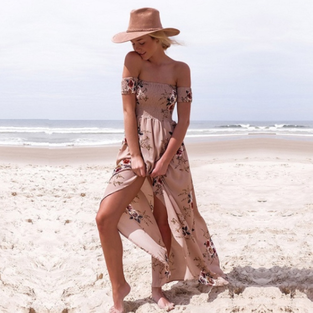 LAST ONE NEW Beach Maxi Hi-low Dress Off shoulders